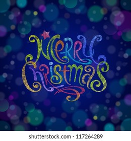 Multicolored Christmas greeting sign - vector illustration