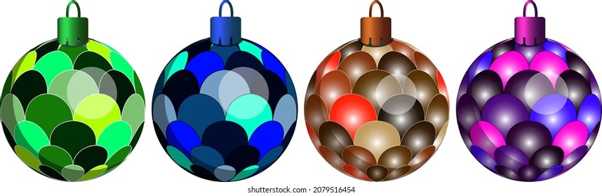 multi-colored Christmas toy made of bright sequins isolated on a white background