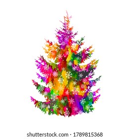 A multi-colored Christmas tree. Vector illustration