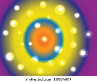 Multicolored circle background such as orange, blue, yellow, purple, beautiful And with white bokeh all around - vector