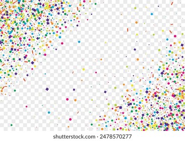 Multicolored Circle Background Transparent Vector. Dot Parade Card. Colorful Birthday. Rainbow Round Festival. Polka Fest Frame.