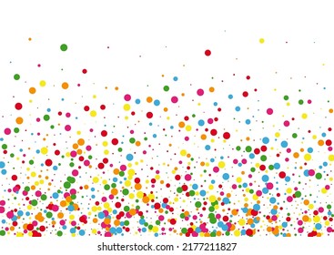 Multicolored Circle Background White Vector. Round Parade Template. Rainbow Prize. Bright Confetti Congratulation. Dot Flying Card.