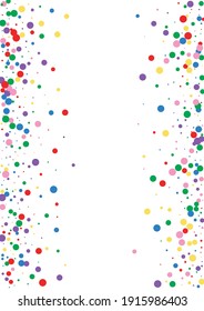 Multicolored Circle Cartoon Illustration. Dot Splash Texture. Confetti Round Background.