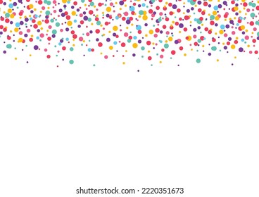Multicolored circle confetti background design. Charming celebration festive overlay template. Vector illustration