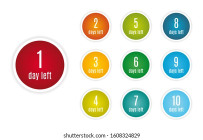 Multi-colored circle days left to go promotional badge for web. Offer timer
