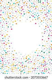 Multicolored Circle Independence Vector  White Background. Celebrate Shine Wallpaper. Vector Rain Design. Color Dust Transparent Backdrop.