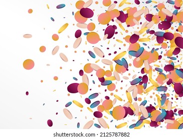 Multicolored Circle Transparent Grey Background. Magic Festival Confetti Banner. Top Background. Colored Celebrate Illustration.