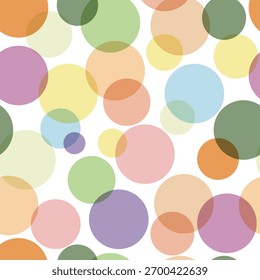 Círculos multicolores dispuestos al azar sobre un fondo blanco forman un patrón sin fisuras. Vector.