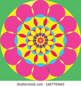 Multicolored circles arranged in the shape of a Panopticon. Vector illustration perfect for background.