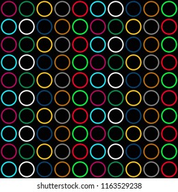 Multicolored circles on a black background