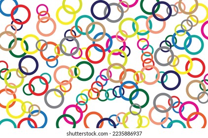 multicolored circles superimposed on a white background