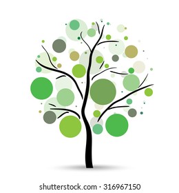 Multicolored circles tree on the white background
