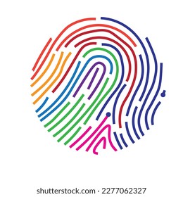 Una huella digital circular multicolor - Concepto de criminología, ilustración de identificación de contraseña - vector de privacidad, icono de seguridad 