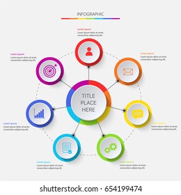Multicolored circular infographics with icons