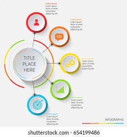 Multicolored circular infographics vertically oriented