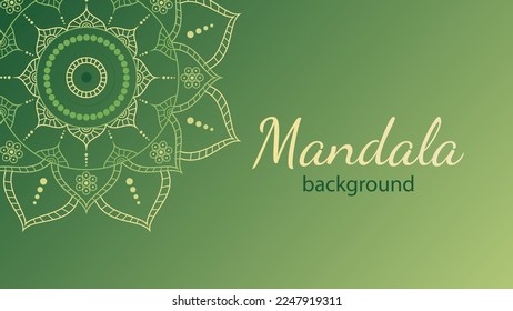 Multicolored circular mandala for the background. Green gradient. Ethnic drawing.