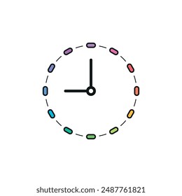Multicolored circular wall clock. analog clock concept on white background