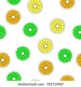 Multicolored citrus seamless pattern transparent