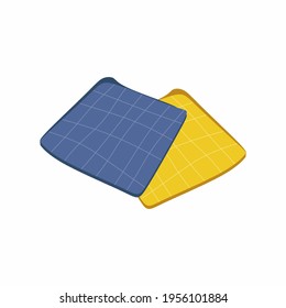 Multicolored cleaning cloths icon. Cleaning house accessory isolated on white background. Washing, cleaning concepts. Housekeeping service. Cartoon flat design vector illustration