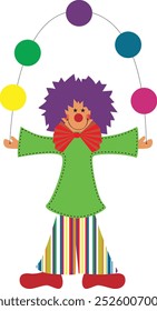 multicolored clown drawing spinning a ball