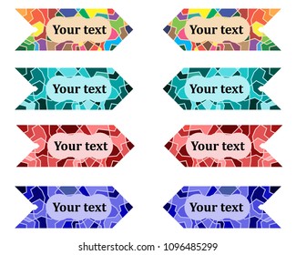 Multi-colored colorful arrows with space to place phrases for use in web design