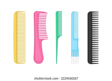 Multicolored combs hairdresser set flat illustration