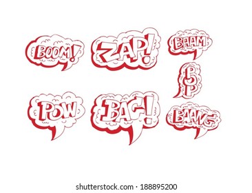 multicolored comic sound Effects  Speech Bubble Cartoon