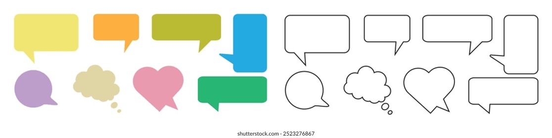 Multicolored communication speech bubbles isolated on transparent background