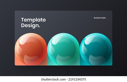 Multicolored company brochure vector design template. Modern realistic spheres banner illustration.