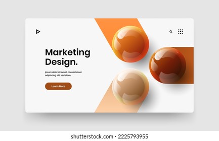 Multicolored company brochure vector design concept. Clean realistic balls website layout.