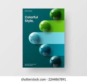 Multicolored company cover design vector concept. Geometric realistic balls corporate brochure layout.