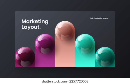 Multicolored company cover design vector concept. Isolated realistic balls website screen template.