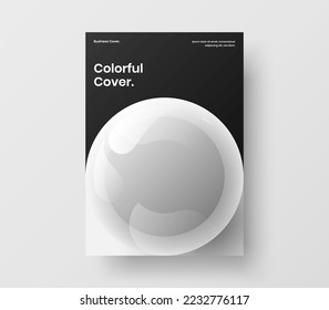 Multicolored company cover vector design layout. Unique 3D balls pamphlet template.