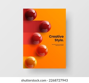 Multicolored company identity A4 vector design layout. Bright 3D balls corporate brochure illustration.