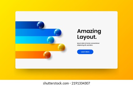 Multicolored company identity vector design layout. Minimalistic 3D balls journal cover concept.