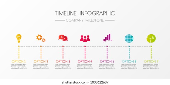 Multicolored company timeline - infographic with options. Vector.