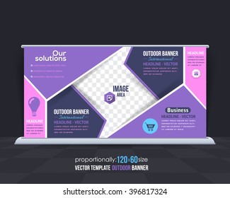 Multicolored Complex Business Theme Outdoor Banner Design, Advertising Vector Template 