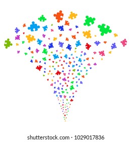 Multicolored Component exploding fountain. Object fountain combined from random component icons as fireworks. Vector illustration style is flat iconic symbols with psychedelic colors.