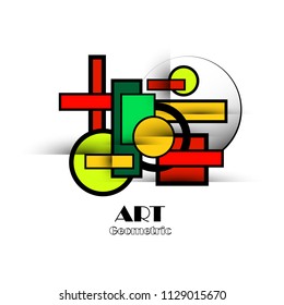 Multicolored composition of geometric shapes, vector element.