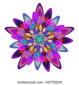 Multicolored computer generated abstract flower fractal design
