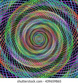 Multicolored computer generated wired spiral fractal background art