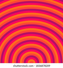 Multicfarbene, konzentrische Halbkreise umreißen Muster, retrogeometrische Vektorkunst.