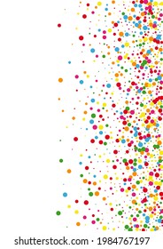 Multicolored Confetti Abstract Illustration. Circle Surprise Texture. Red Element Round. Orange Side Dot Background.