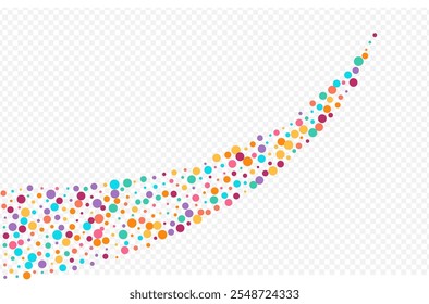 Multicolored Confetti Abstract Vector Transparent Background. Transparent Rain Design. Effect Round Wallpaper. Rainbow Dot Celebration Texture.