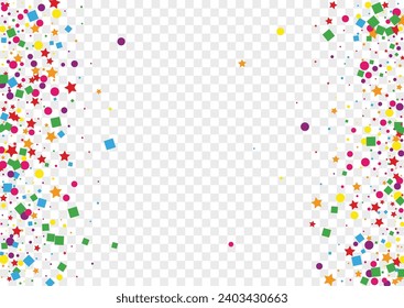 Multicolored Confetti Background Transparent Vector. Polka Surprise Frame. Bright Event. Colorful Element Fete. Circle Decoration Texture.