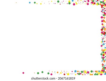 Ilustración de borde de confetti multicolor. Textura de vacaciones en círculo. Punto de resumen rojo. El Amarillo Celebra El Fondo.