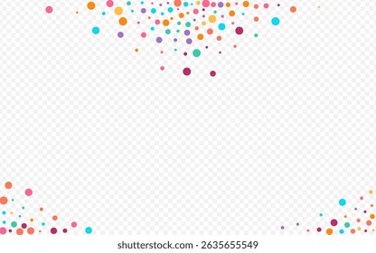 Multicolored Confetti Celebrate Vector Transparent Background. Christmas Dot Postcard. Flying Circle Illustration. Bright Rain Invitation Backdrop.