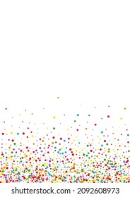 Multicolored Confetti Celebration Background. Dot Circular Illustration. Blue Blast Round. Yellow Celebrate Circle Texture.