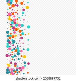 Multicolored Confetti Christmas Vector Transparent Background. FallingFestive Rain Backdrop. Carnaval Circle Wallpaper. Rainbow Round Celebrate Design.