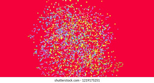 Multicolored confetti. Colorful firework. Festive texture with colored glitters. Geometric background. Image for banners, posters and flyers. Greeting cards